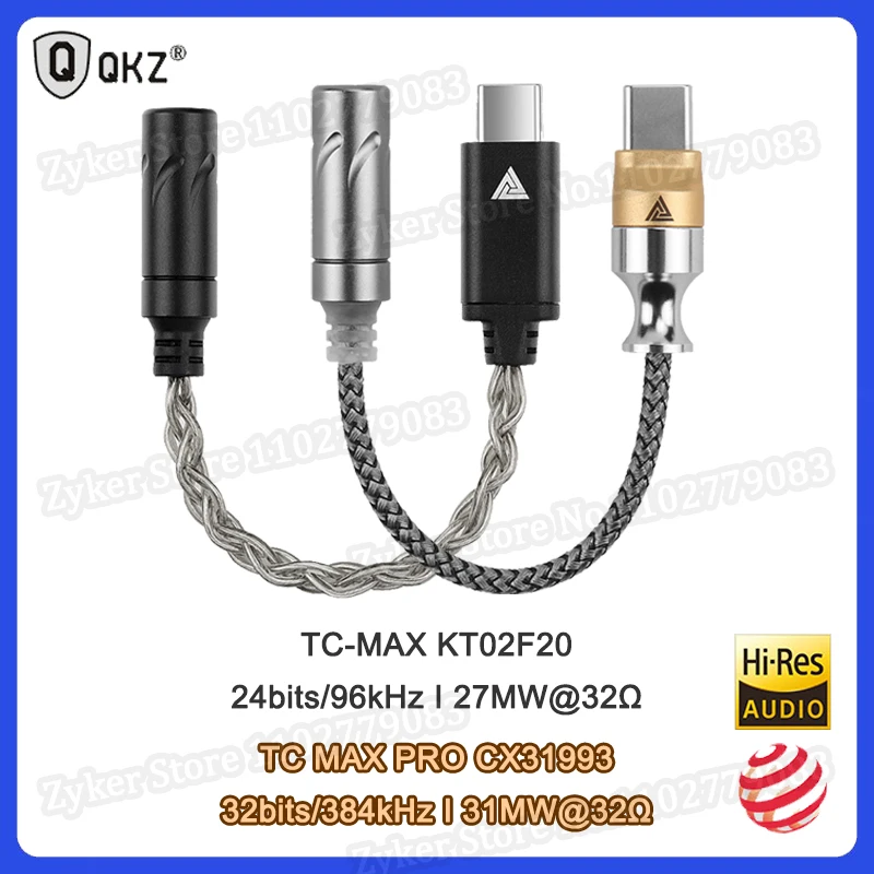 QKZ TC MAX KT02F20 TC MAX Pro CX31993 Chip HiFi DAC USB tipo C a 3,5mm amplificador de auriculares decodificador USB C a adaptador de teléfono de 3,5mm - imagen 2