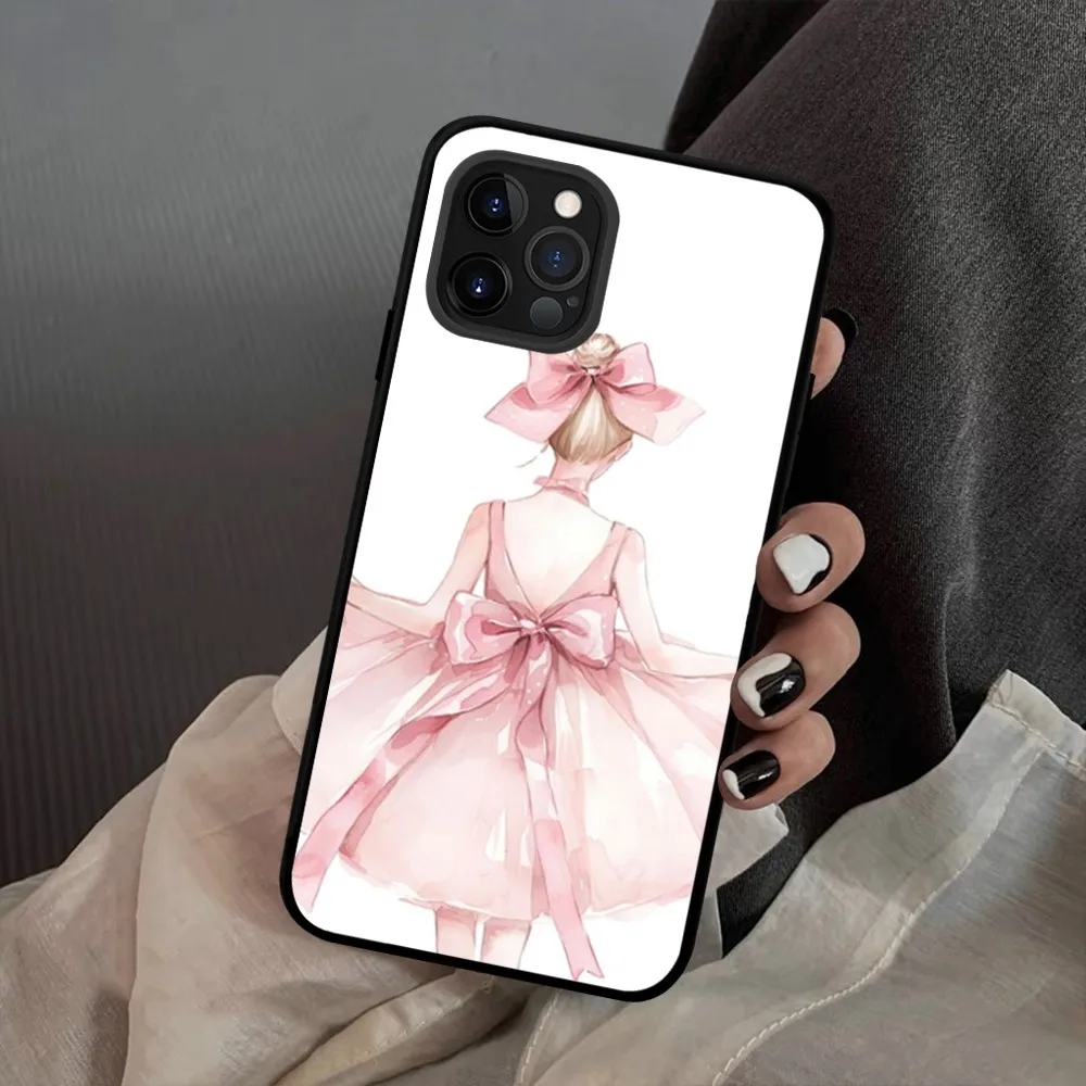Funda de teléfono con tacones altos y lazo para niñas en 3D de flores silvestres para IPhone 15 14 11 12 13 Mini Pro XS Max, Funda 6 7 8 Plus X XR SE 2020 - imagen 3