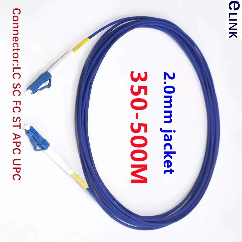 Cable de conexión de fibra óptica blindado 1C, 2,0mm, 350m-500m, fibra única SM SC LC FC ftth, puente de 1 núcleo, cable monomodo de fibra óptica de 400m