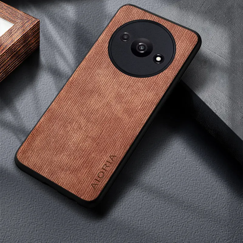 Funda para Xiaomi Redmi A3 4G patrón de madera de lujo Premium PU piel sintética - imagen 5