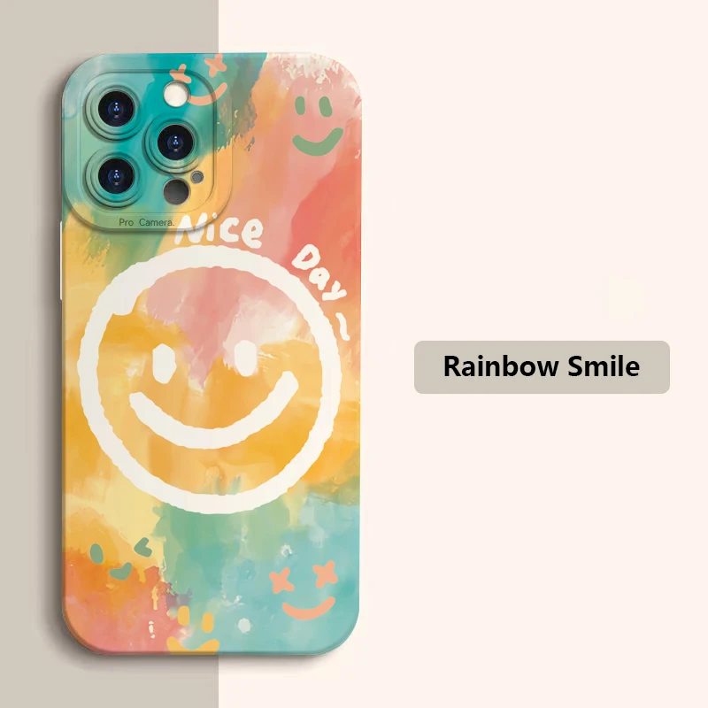 Funda de teléfono Rainbow Smile para iPhone 15 Pro Max, fundas para iPhone 14 Plus 13 Pro 12 11 XS XR X 7 8 SE 2020, funda de parachoques de silicona suave - imagen 2