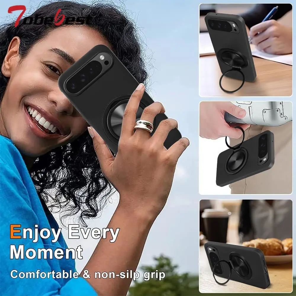 Funda de silicona líquida con soporte magnético giratorio de 360 grados para Google PIXEL10 9 9A 8 8A 7 7A 6 6A Pro XL cubierta trasera suave - imagen 4