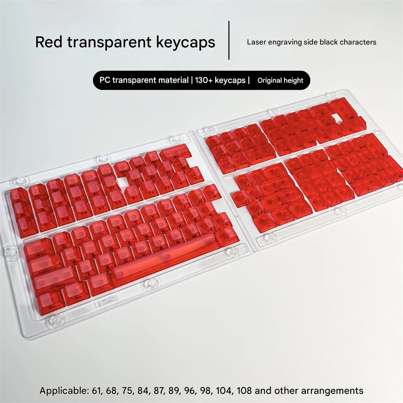 Juego completo de teclas transparentes para teclado mecánico Wooting, PC, perfil Cherry, frontal/lateral/sin impresión, teclas retroiluminadas RGB, más de 130 teclas - imagen 4