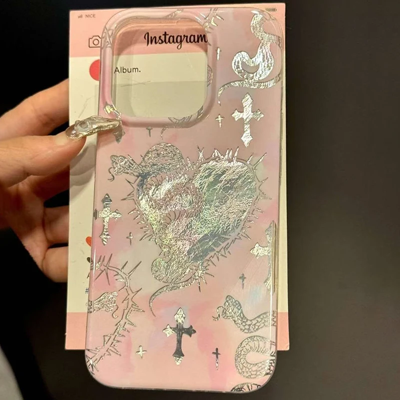 Funda de teléfono con purpurina y diseño de vórtice de serpiente y corazón de lujo para iPhone 17 16 15 Pro Max 14 13 12 11 XS XR X 7 Plus, funda de silicona - imagen 5