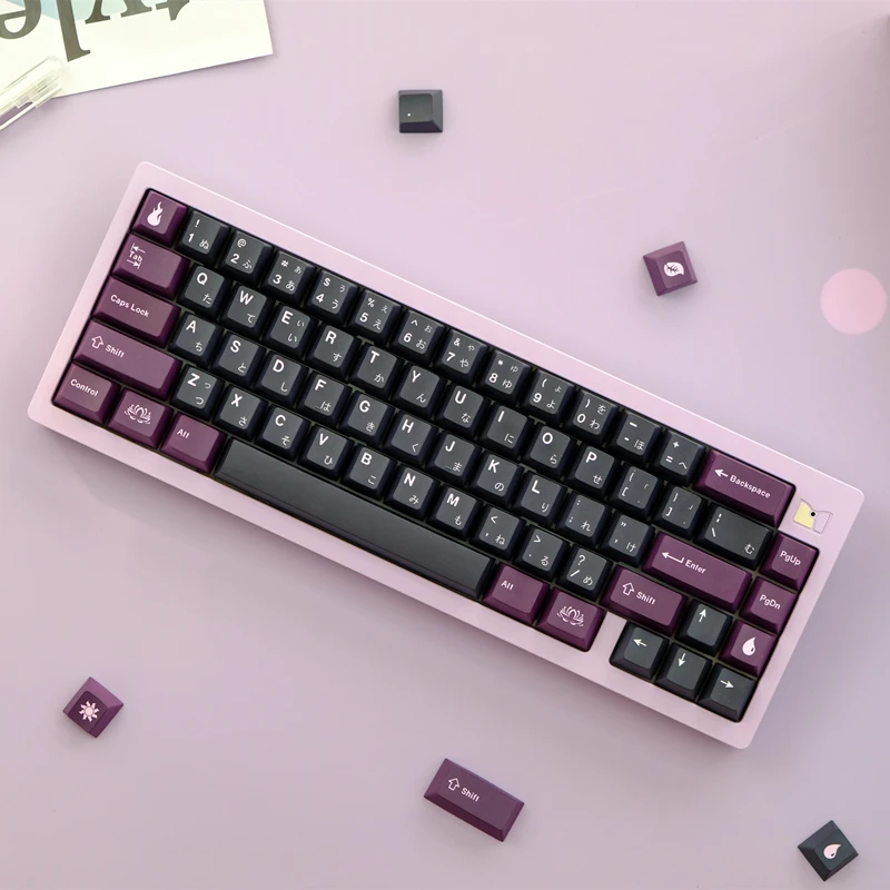Juego de 129 teclas GMK, teclas de loto negro, teclas de perfil de cereza, teclas de sublimación de tinte PBT para interruptor MX 61/64/68/75/87/104/980 - imagen 3