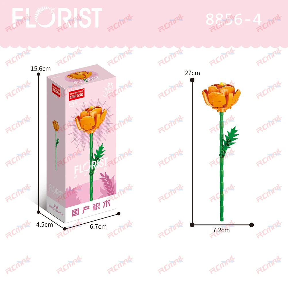 Bloques de construcción de flores, partículas pequeñas, montaje creativo de ladrillos, adornos de decoración del hogar, plantas en macetas, juguetes educativos, regalo - imagen 5