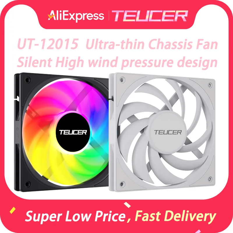 TEUCER UT-12015 ventilador de refrigeración ultrafino de 120mm rodamientos silenciosos 5V 3PIN ARGB 12V 4 PIN PWM ventilador con cubierta de PC diseño de alta presión de viento