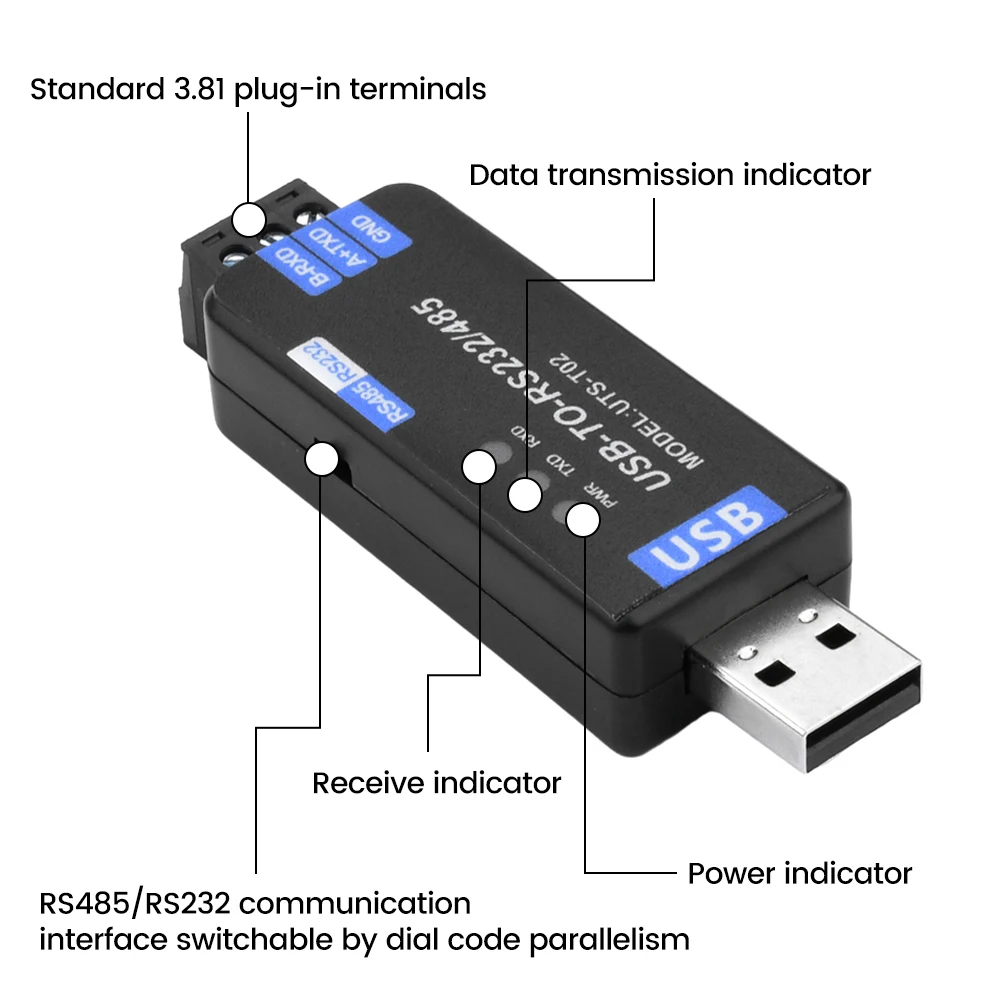 Módulo de comunicación USB a RS485/RS232 Módulo de comunicación convertidor serie medio dúplex bidireccional Chip CH343G - imagen 4