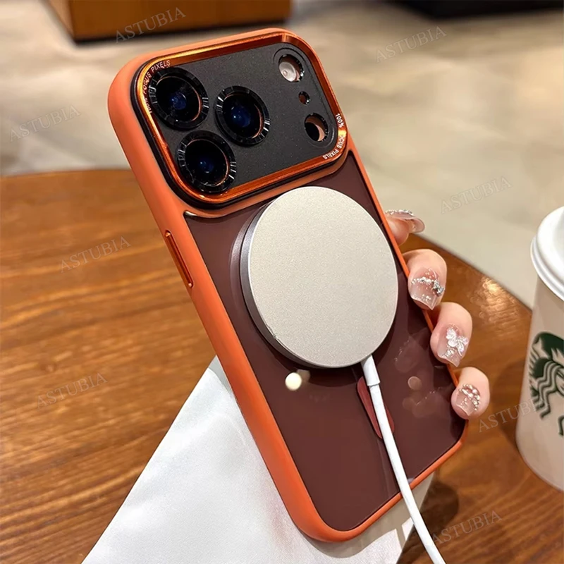 Funda protectora de parachoques de lente de Metal magnético de lujo para iPhone 17 Air 16 15 14 13 12 11 Pro Max Plus cubierta dura de carga inalámbrica - imagen 5