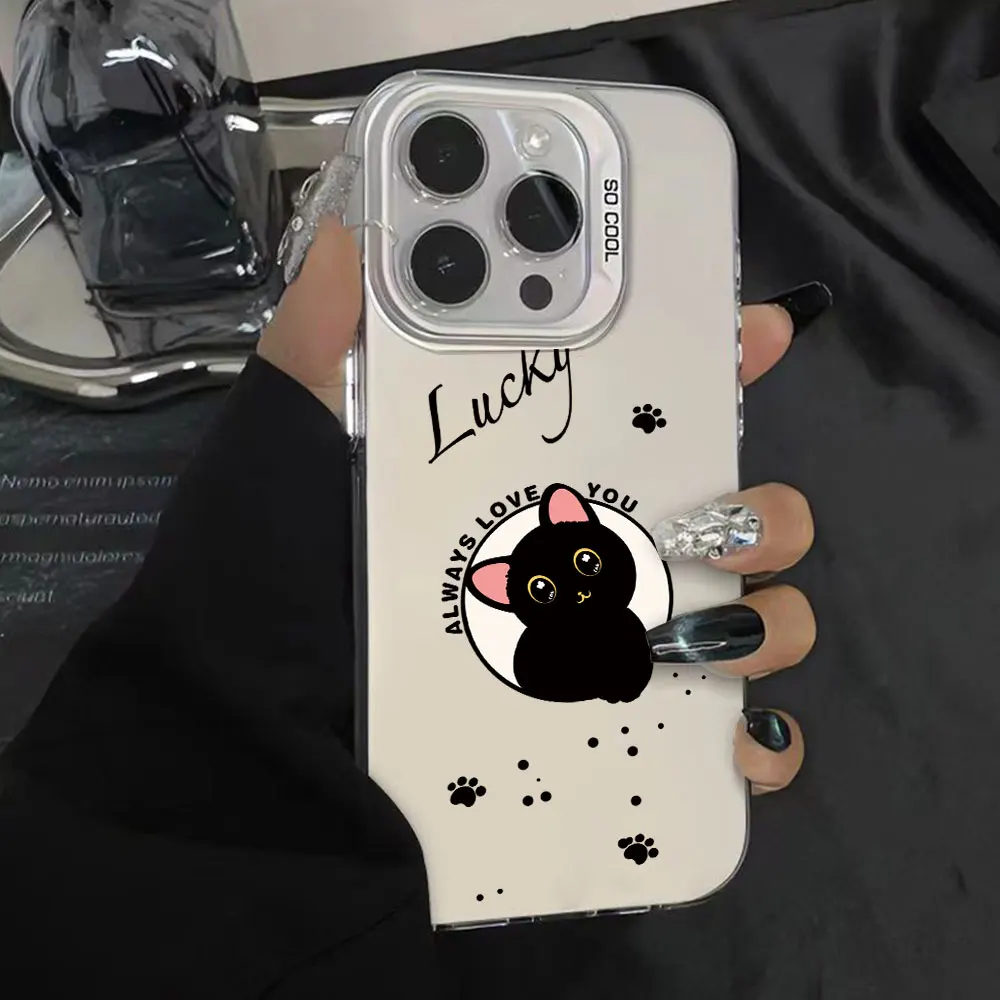 Funda de gato de dibujos animados para pareja de moda para Samsung Galaxy A17 5G A07 parachoques a prueba de golpes para Samsung A07 A17 fundas de teléfono IMD plateadas - imagen 3