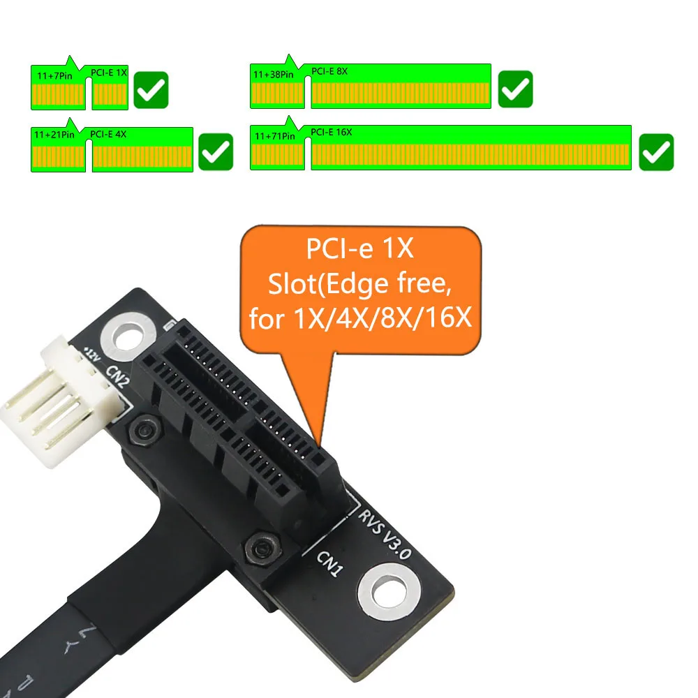 Con conector de alimentación FDD de 4 pines, tarjeta adicional M.2 KEY AE a PCI-E X1 Riser 270 grados M.2 NGFF, Cable adaptador de doble llave AE a PCI-E 1X - imagen 3