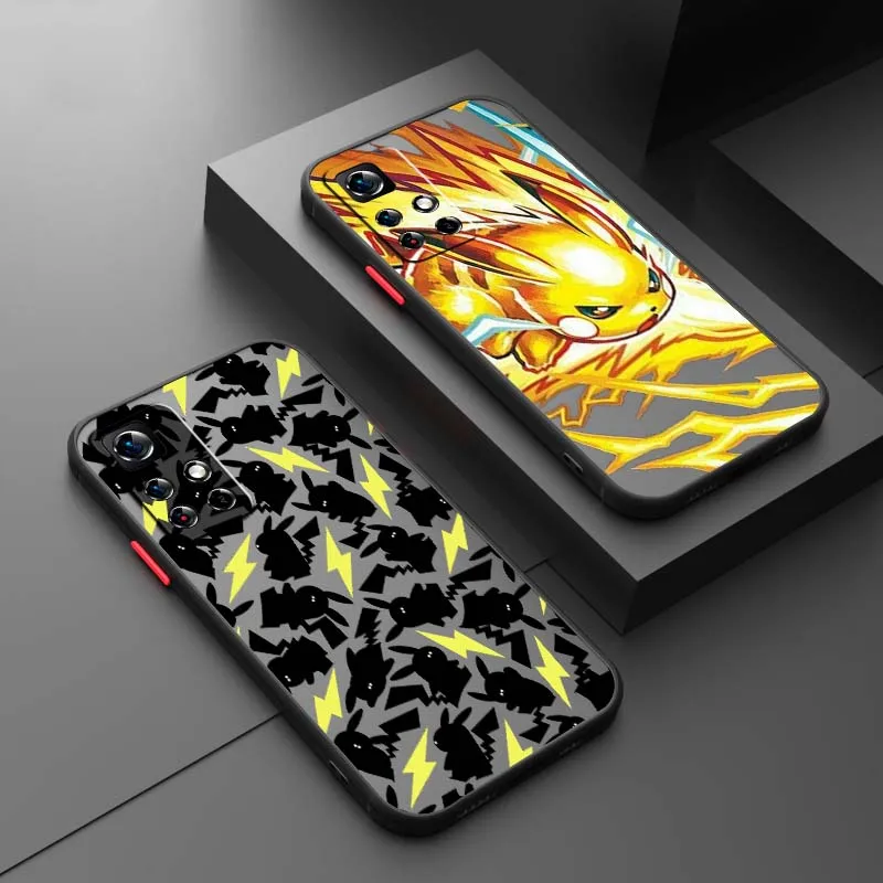 Lindo p-pikachus p-pokemones para Xiaomi Redmi Note 13R 13 12S 11 12T 11S 11E 11T 10 Pro Plus funda de teléfono translúcida esmerilada - imagen 2