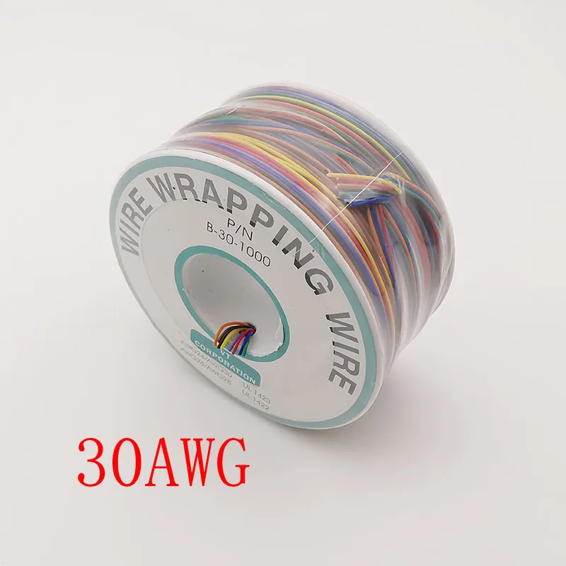 250 M/rollo 30AWG OK Cable de un solo núcleo Cable sólido de cobre estañado PCB soldadura prueba puente 30AWG PVC línea de cables electrónicos