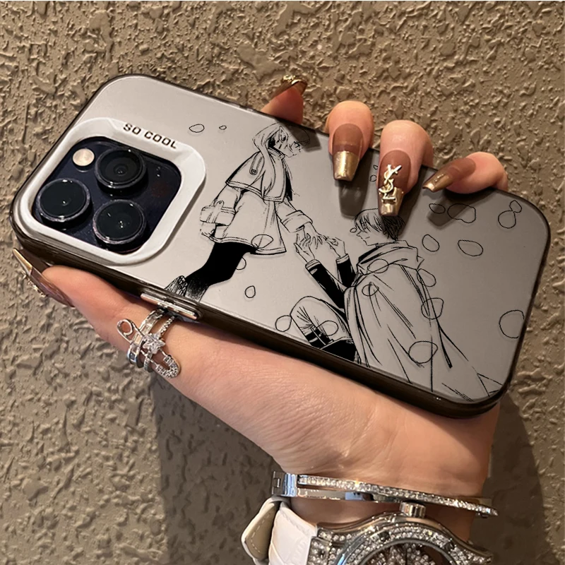 Funda de teléfono de pareja de Frieren de dibujos animados para iPhone 16 16E SE4 15 14 13 12 11 Pro Max XS X XR Plus 8 7 SE 2020 cubierta trasera dura mate - imagen 4