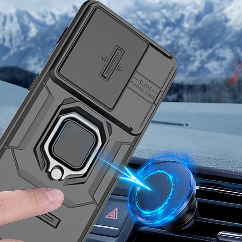 Para Xiaomi Redmi Note 13 Pro 5G funda armadura a prueba de golpes cubierta de lente deslizante Redmy Note13 Pro 5G soporte magnético para coche anillo proteger Fundas - imagen 3