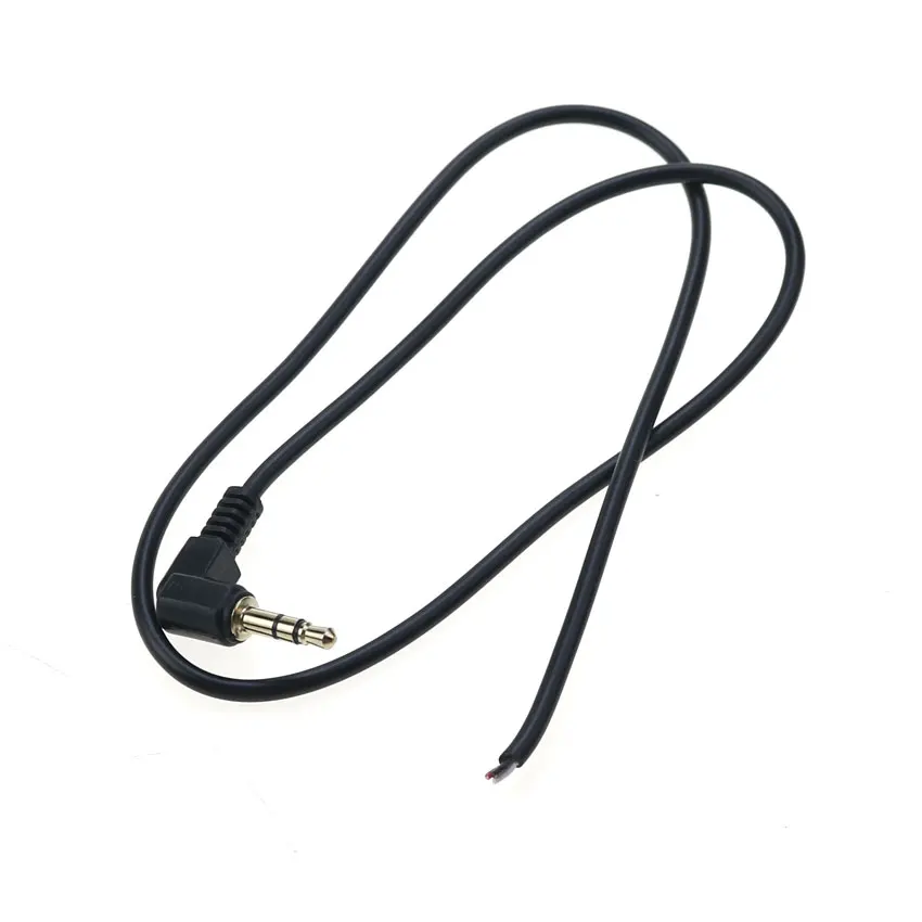 Cltgxdd-auriculares estéreo de 3 polos de 3,5mm, enchufe macho con Cable de 90 grados, adaptador de conector de Audio negro, longitud: 50/95cm, necesita soldar - imagen 2