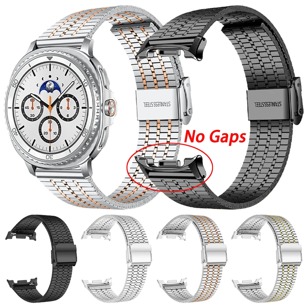 Correa de acero inoxidable sin huecos para Samsung Galaxy Watch 8, correa de reloj clásica para Galaxy Watch 8, pulsera de Metal de 40mm, 44mm y 46mm