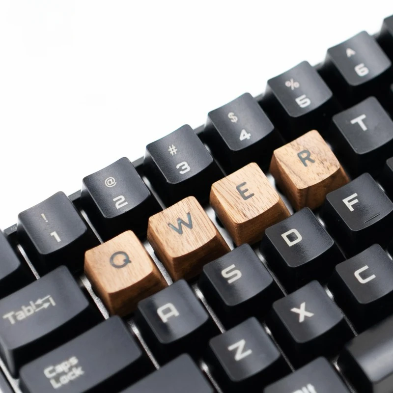 Teclas de madera de nogal grabadas, teclas de Teclado mecánico de madera maciza, personalizadas, translúcidas OEM, regalo personalizado