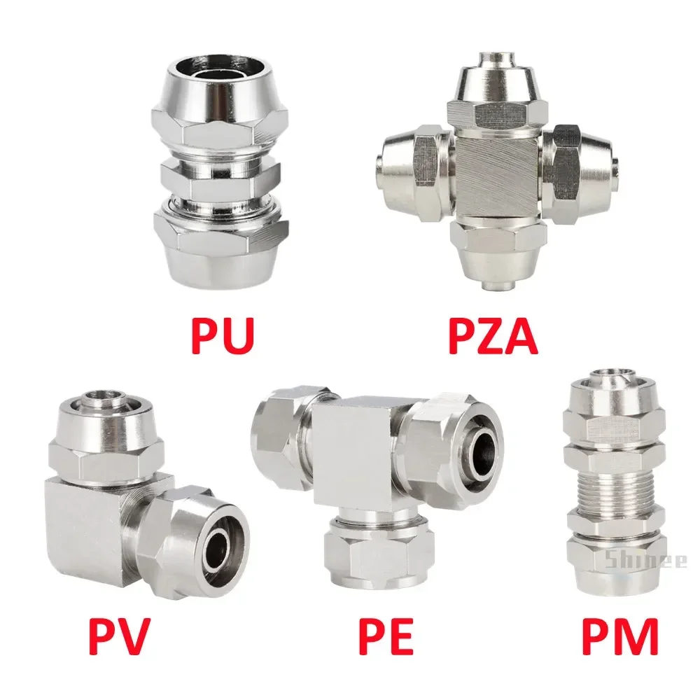 Conector rápido de aire neumático de níquel chapado en cobre para tubo de manguera OD 4MM 6 8 10 12 14 16MM conexión de junta rápida KPV KPE PM PZA - imagen 2