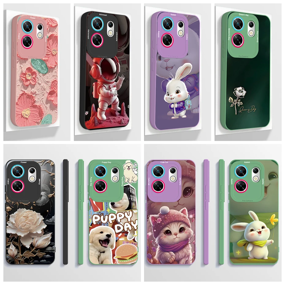 Funda protectora de silicona líquida para Infinix Zero 30 4G 5G, carcasa trasera de teléfono, dibujos animados de astronauta, parachoques