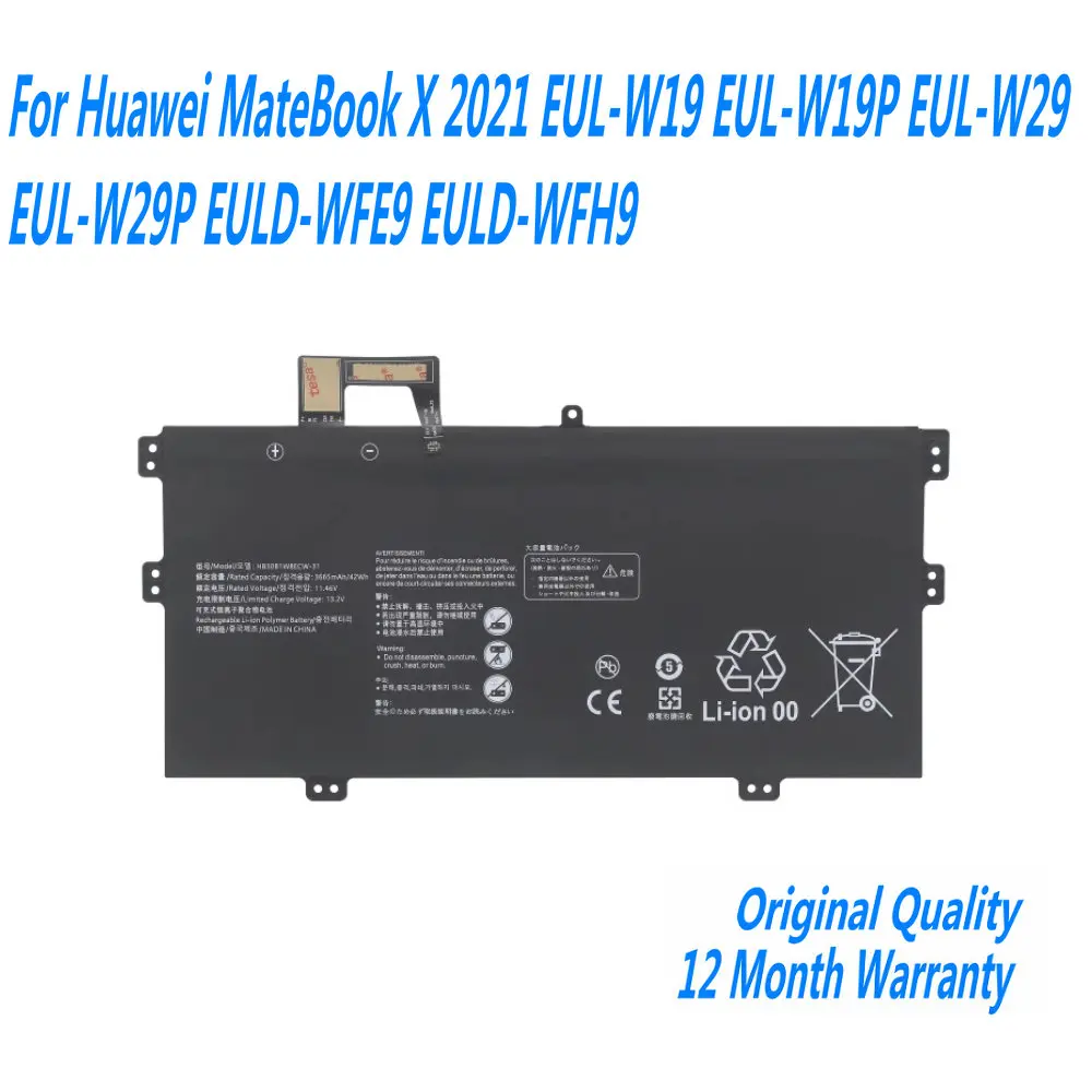 Nueva batería de ordenador portátil HB30B1W8ECW-31 para Huawei MateBook X 2021 EUL-W19 EUL-W19P EUL-W29 EUL-W29P EULD-WFE9 EULD-WFH9