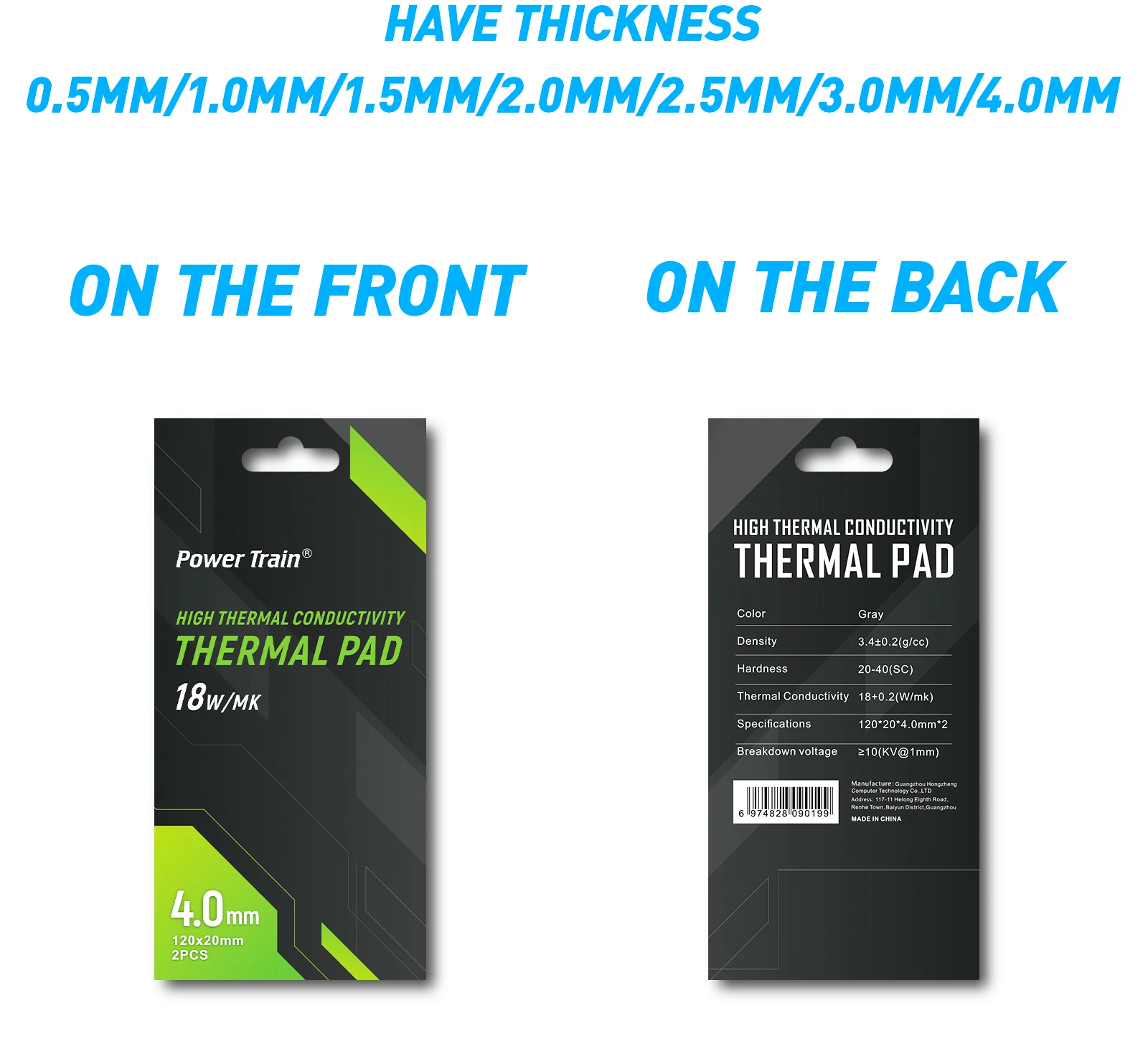 Almohadilla térmica Power train 18W/Mk 120 × 20MM almohadilla térmica de refrigeración resistencia a altas temperaturas GPU CPU alta conductividad térmica - imagen 4