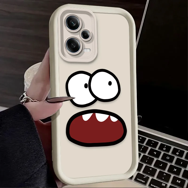 Funda divertida con expresión de tres dientes para Xiaomi Redmi Note 13 12 11 Pro Plus 4G 5G 12S 11S 10S 10 9 9S Redmi 14C 13C 12C A3 12