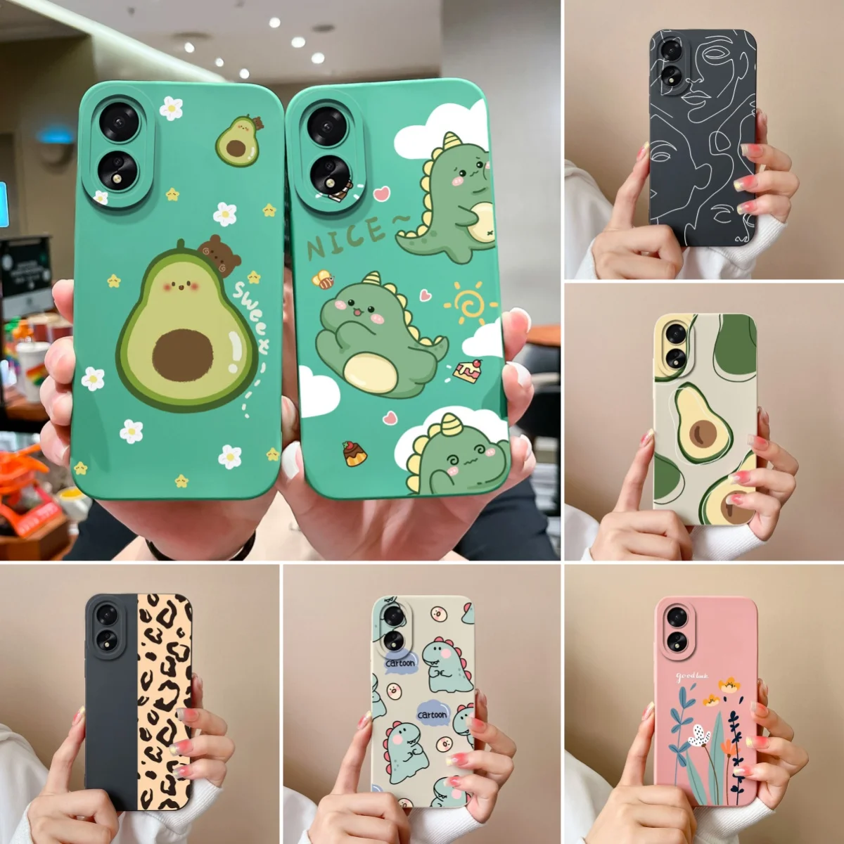 Para Oppo A38 A18 funda de teléfono lindo aguacate actualización silicona líquida protección completa cubierta a prueba de golpes para Oppo A 38 OppoA18 Fundas