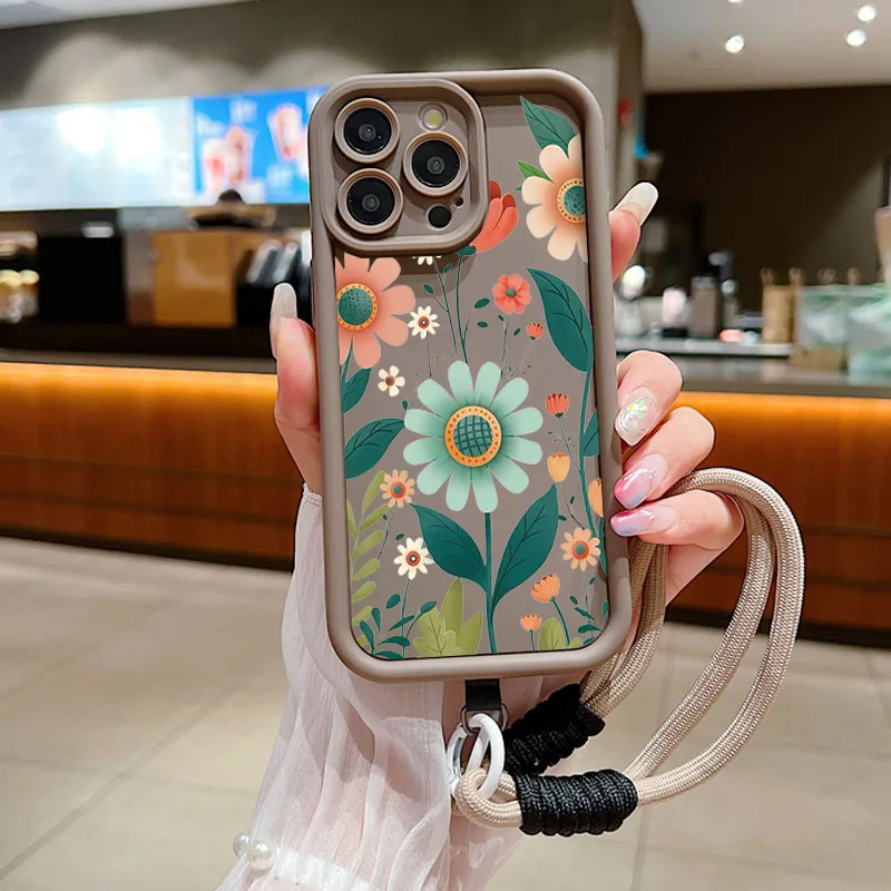 Funda de teléfono con cuerda y cordón de flores para Xiaomi Poco X6 X5 F5 F6 M6 Pro 4G Mi 14 13 12 11 Lite 5G 13T 14T Pro, funda suave de silicona - imagen 4