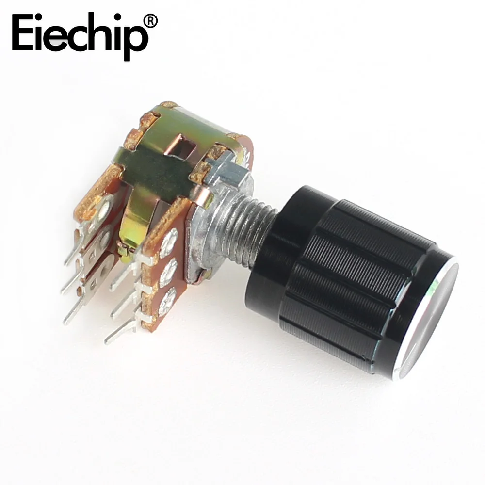 Kit de potenciómetro WH148, tapas de perilla negras, 15MM, 6 pines, 1K, 2K, 5K, 10K, 20K, 50K, 100K, 250K, 1M, 15x17mm, 5 unidades por juego - imagen 3