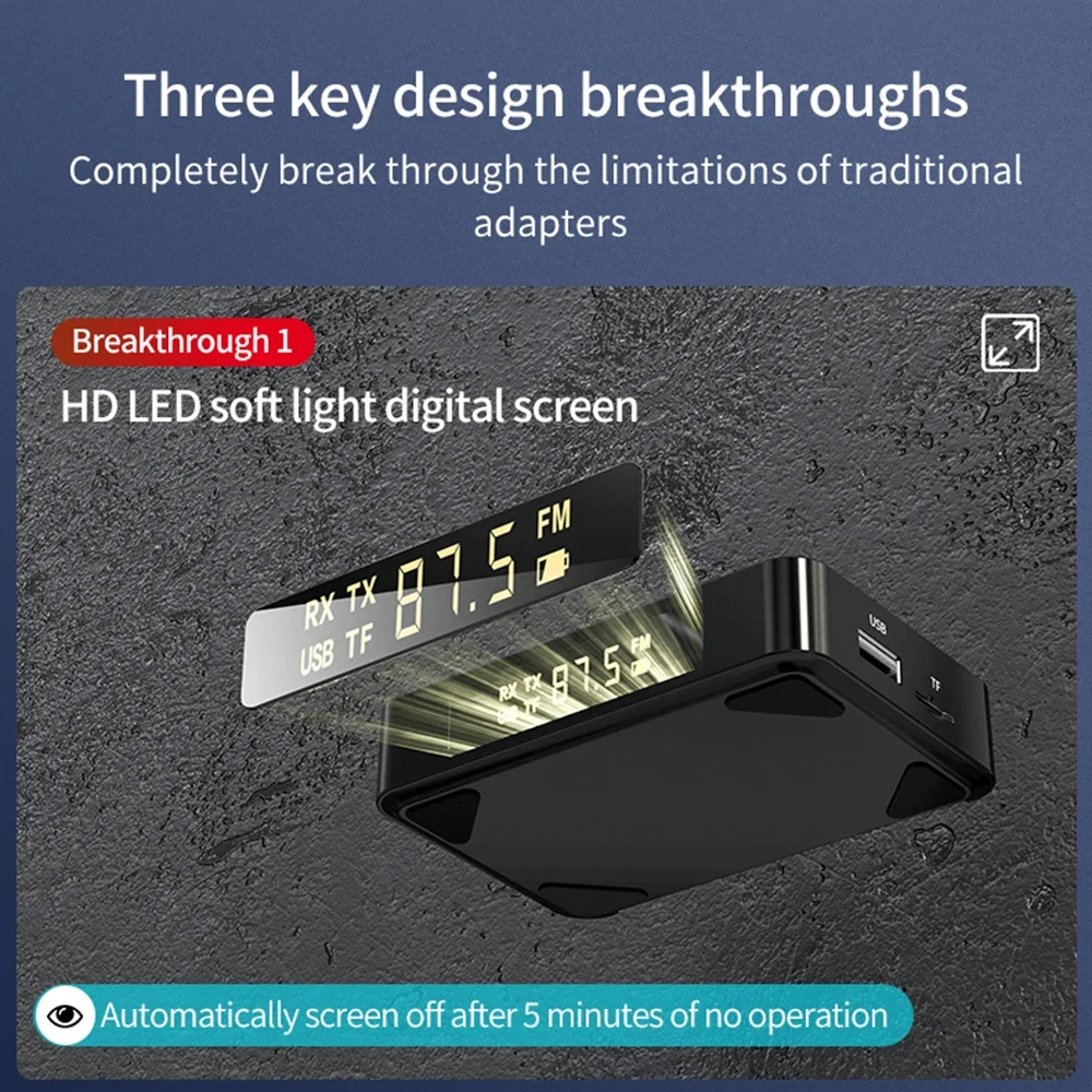 Transmisor receptor inalámbrico compatible con Bluetooth 5,0, adaptador NFC AUX 3,5 MM, Coaxial óptico TF/disco U, USB, FM, pantalla LED, micrófono HD - imagen 4