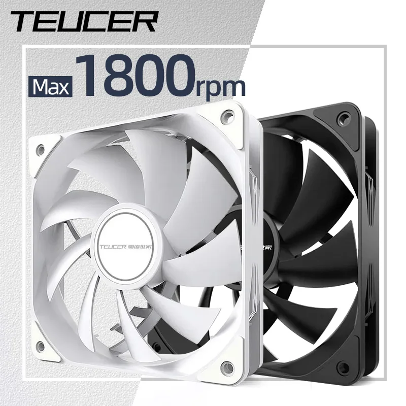 Teucer-ventilador de chasis de 12cm, Control PWM, 1800rpm, caja de ordenador silenciosa, Enfriador de CPU, disipador de calor, radiador de agua, ventilador de refrigeración de 120mm