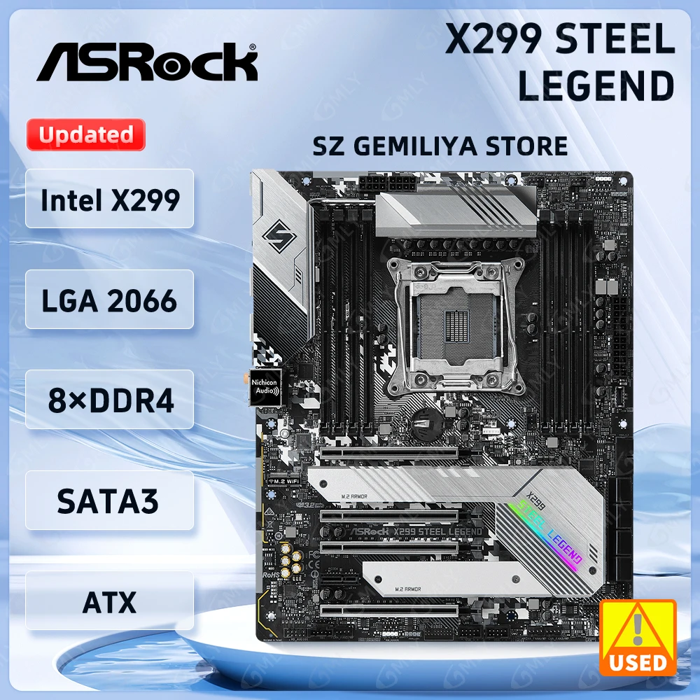Placa base ASRock X299 X299 STEEL LEGEND LGA 2066 DDR4 256GB PCIe 3,0 i9-9960X i9-9920 i9-9820X i7-7800X 7900X Ultra M.2 ATX