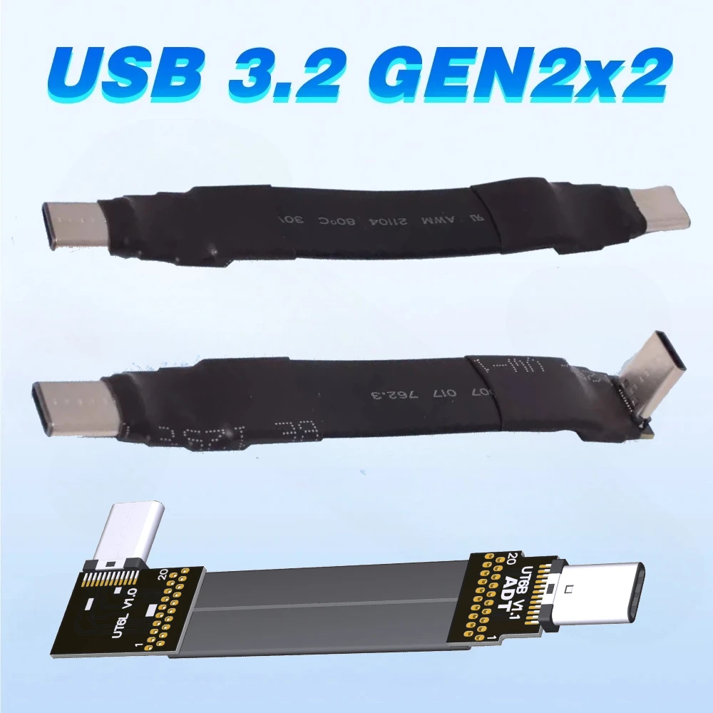 Cable corto FFC USB C FPV plano y delgado de cinta FPC USB 3,2 tipo C 90 grados a USB-C Gen2x2 20Gbps para datos y carga 3A teléfono tableta - imagen 2
