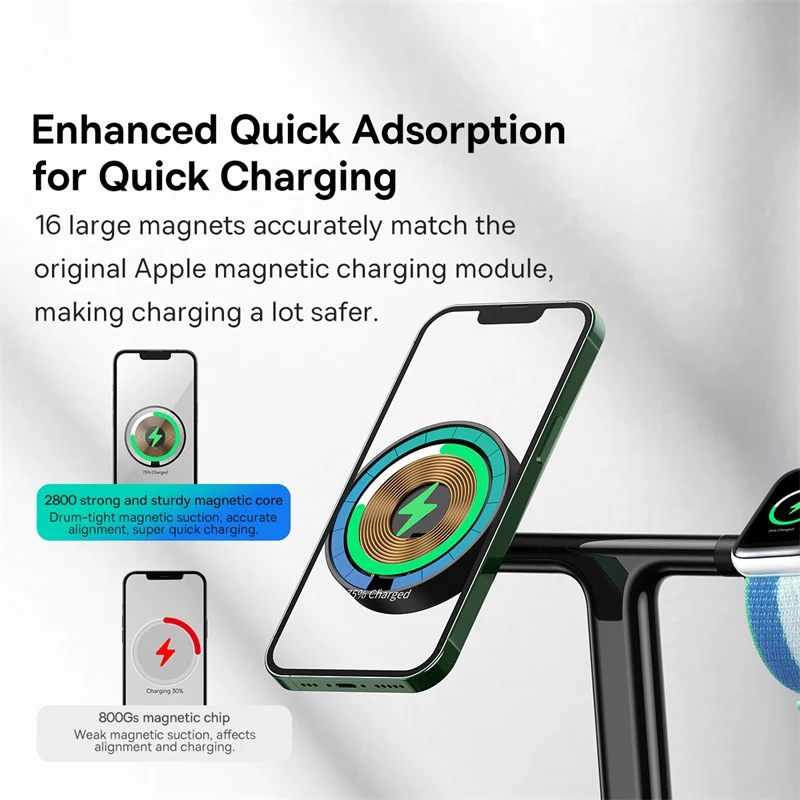 Baseus Cargador Inalámbrico 3 en 1 20W MagSafe para iPhone AirPods Apple Watch - imagen 2