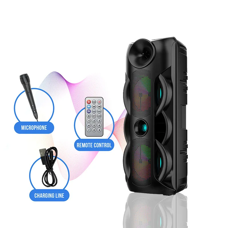 Altavoz doble para exteriores de 80W, altavoz Bluetooth de baile cuadrado de 8 pulgadas, tarjeta inalámbrica portátil, Subwoofer, canción K, caja de sonido grande, estéreo 3D - imagen 2