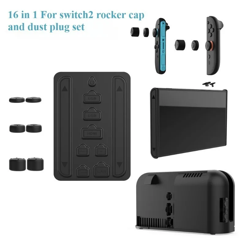 Cubierta antipolvo para Switch 2, Protector antipolvo para consola de juegos, tapones de puerto de silicona a prueba de polvo con tapa de Joystick para accesorios de juegos NS 2
