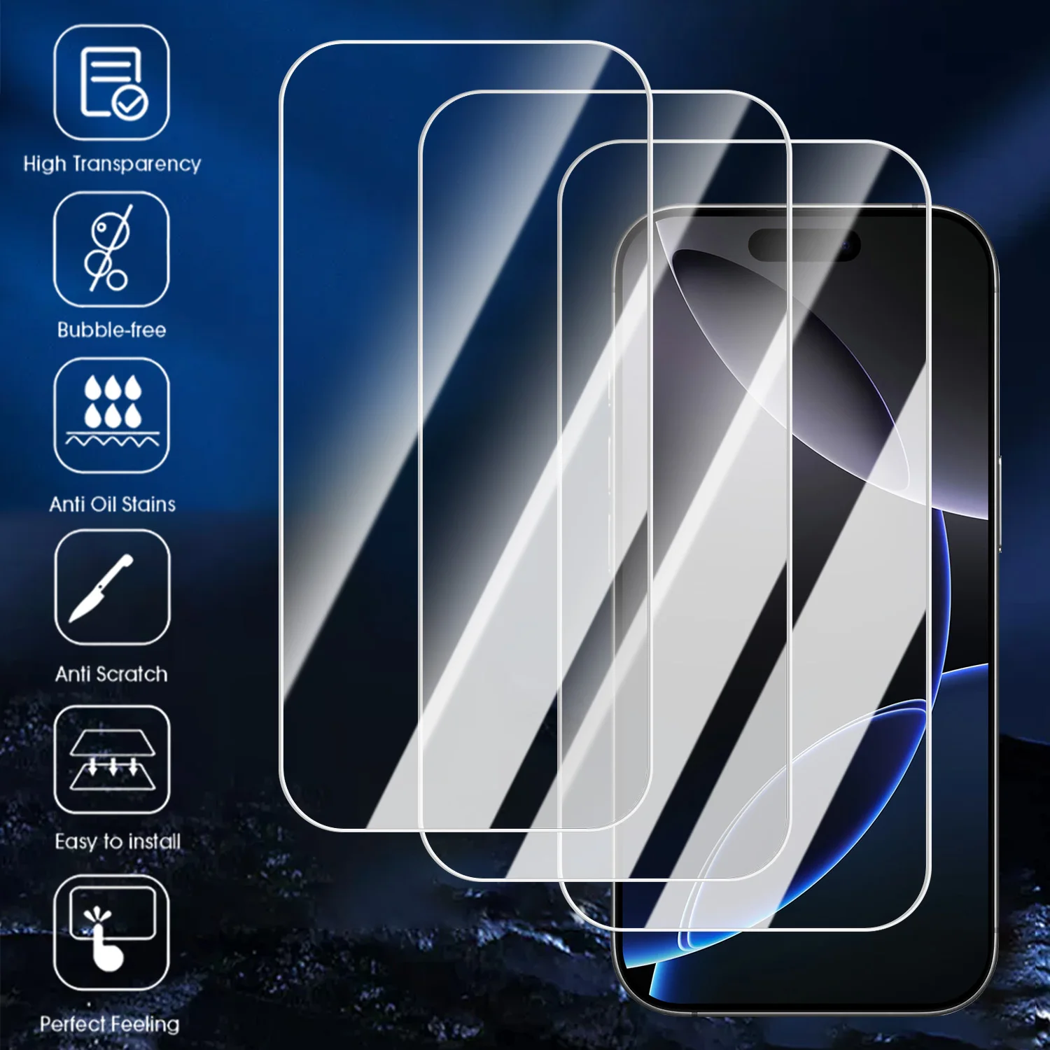 1-3 uds HD vidrio templado transparente para iPhone17 Pro Max 9H dureza protectores de pantalla película cobertura completa para iPhone 17Air 17Pro