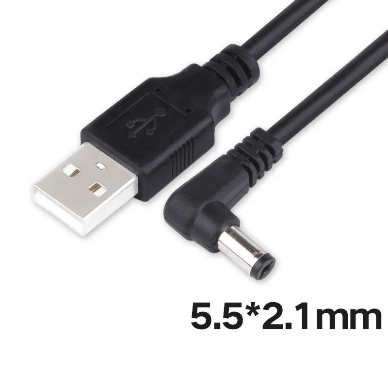 Cable de alimentación USB 2,0 tipo A DC 5,5x2,1mm, Conector de enchufe de cc 5V, Cable de alimentación USB A 5v, cargador de Cable de alimentación USB A DC, 3,3 pies