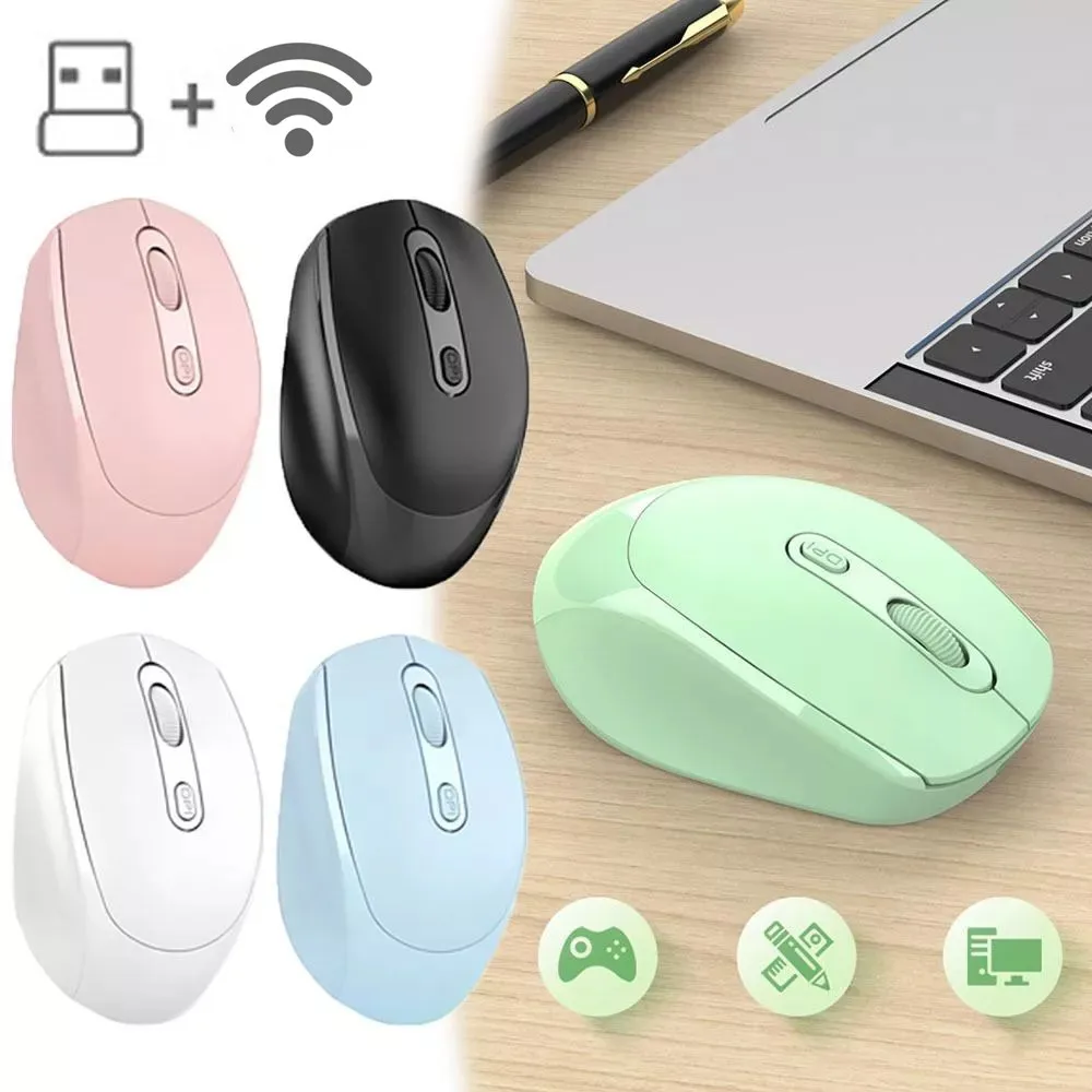 Ratón inalámbrico recargable para Gamer, modos duales, compatible con Bluetooth, 2,4G, USB, silencioso, para portátil, tableta, Macbook Mause - imagen 2