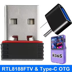 Adaptador WiFi USB y OTG Tipo C para Consolas R36S / R36H