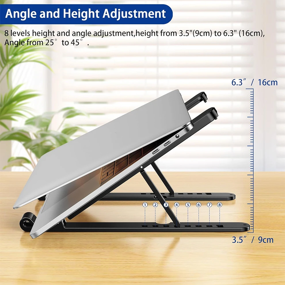 Soporte ergonómico para computadora portátil, elevador de plástico para computadora portátil, soporte para computadora portátil y ajustable Compatible con computadoras portátiles de 10-15,6" - imagen 5