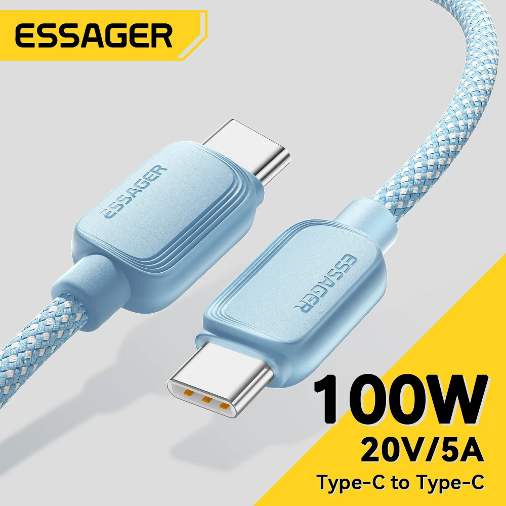 Essager 100W USB tipo C a USB C Cable 5A PD Cable de carga rápida tipo C para Xiaomi Samsung Huawei Oppo Oneplus Macbook iPad