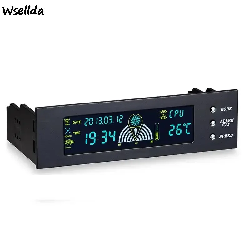 Controlador de ventilador de ordenador de 5,25 pulgadas, 12V, 3 ventiladores, controlador de velocidad, Sensor de temperatura, pantalla Digital LCD, Panel frontal para PC