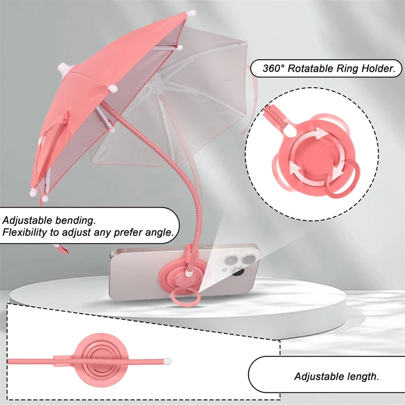 Paraguas de teléfono magnético para sol, soporte de anillo Universal ajustable Flexible para Magsafe IPhone Samsung, soporte de vídeo para teléfono al aire libre - imagen 5