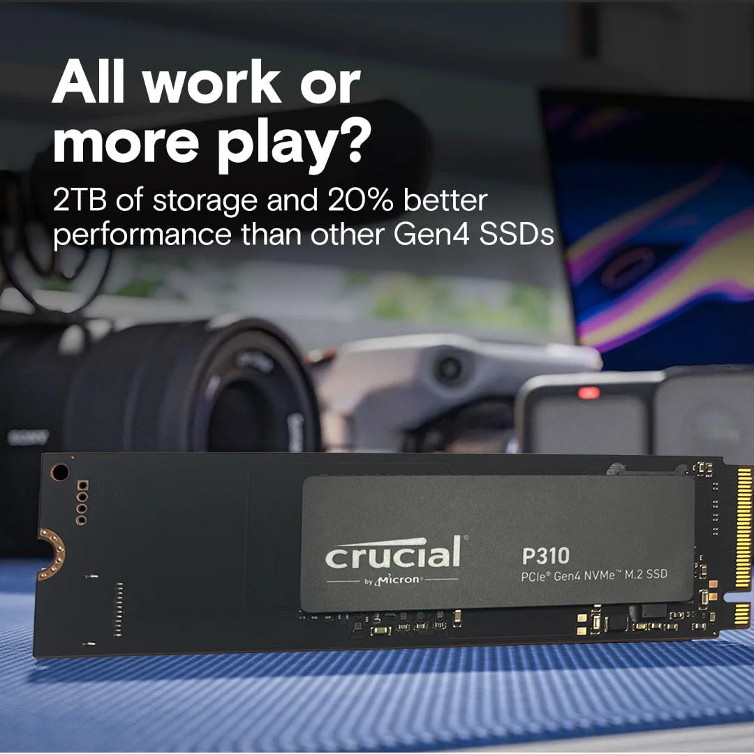Crucial P310 1TB 2280 PCIe Gen4 3D NAND NVMe M.2 SSD 500GB 2TB - Hasta 7,100 MB/s, unidad de estado sólido interna (PAQUETE OEM) - imagen 3