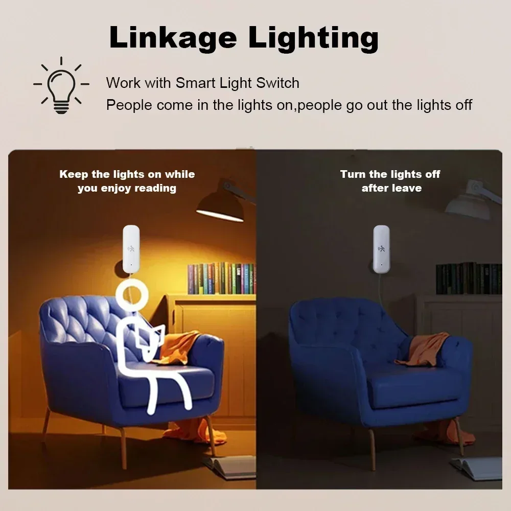 TUYA ZigBee-Sensor de movimiento inteligente Pir, Detector con Sensor de temperatura y humedad, seguridad antirrobo, funciona con asistente doméstico - imagen 5