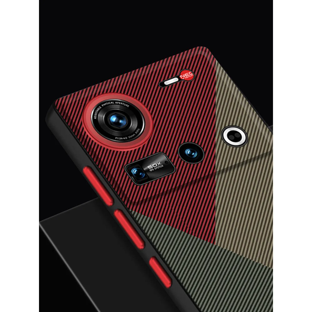 Para ZTE Nubia Z70 Ultra, Z70S Ultra funda ELVEV Anti-huella digital triángulo empalme PU cuero duro PC cubierta de teléfono - imagen 4