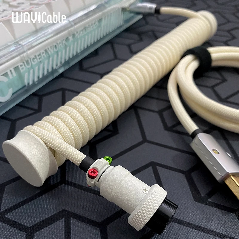 WAYi teclado personalizado Cable enchufable de aviación Cable de datos Color de luz Retro Color a juego tornillo interfaz tipo C Cable de teclado - imagen 4