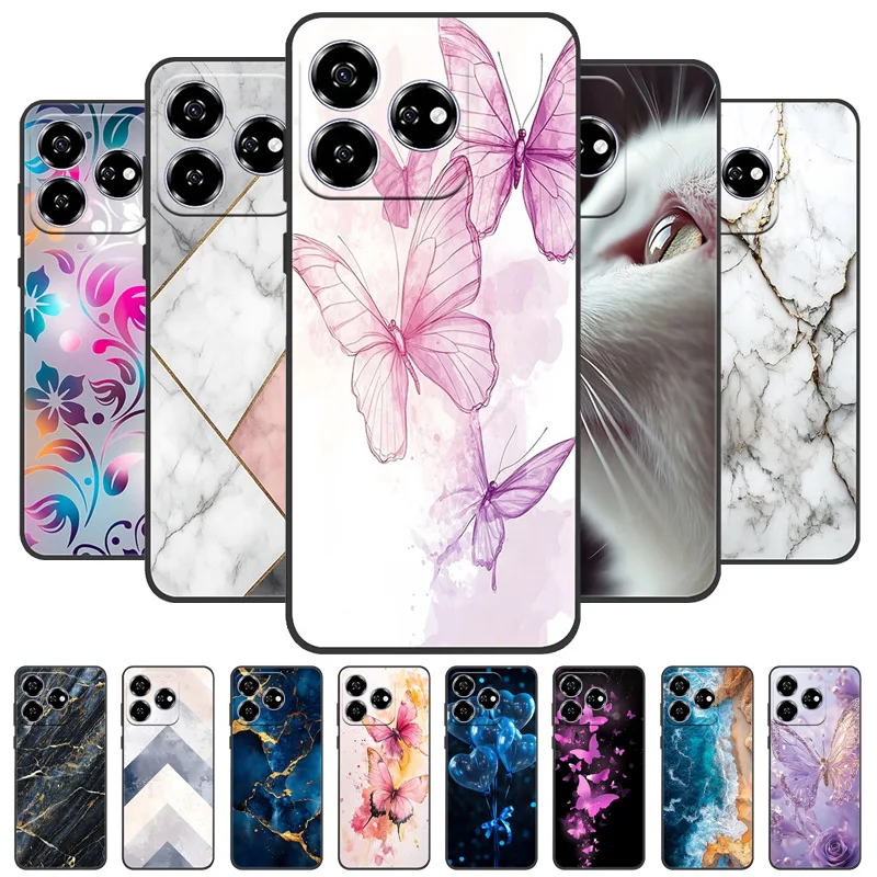 Para ZTE Axon 60 4G Funda suave TPU mármol Funda de silicona para teléfono Coque ZTE Blade V60 / Axon60 Z2356 Fundas parachoques negro Funda